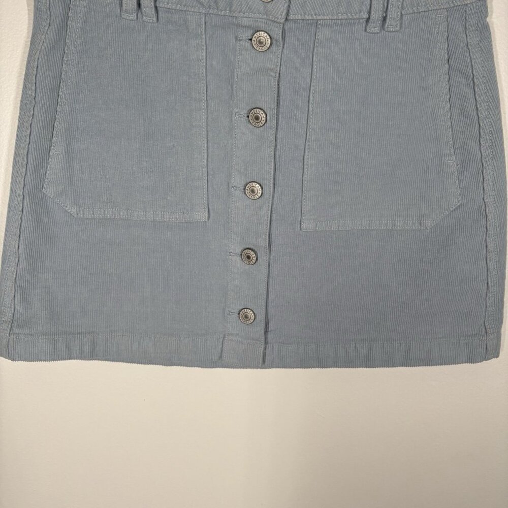 American Eagle Womn 2 Blue Corduroy Super Stretch Super Hi-Rise A-Line Skirt NWT - Picture 3 of 12